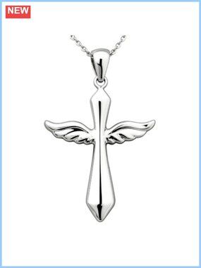 14K Gold Plated Angel Wings Cross Necklace 18-20" Dainty Pendant